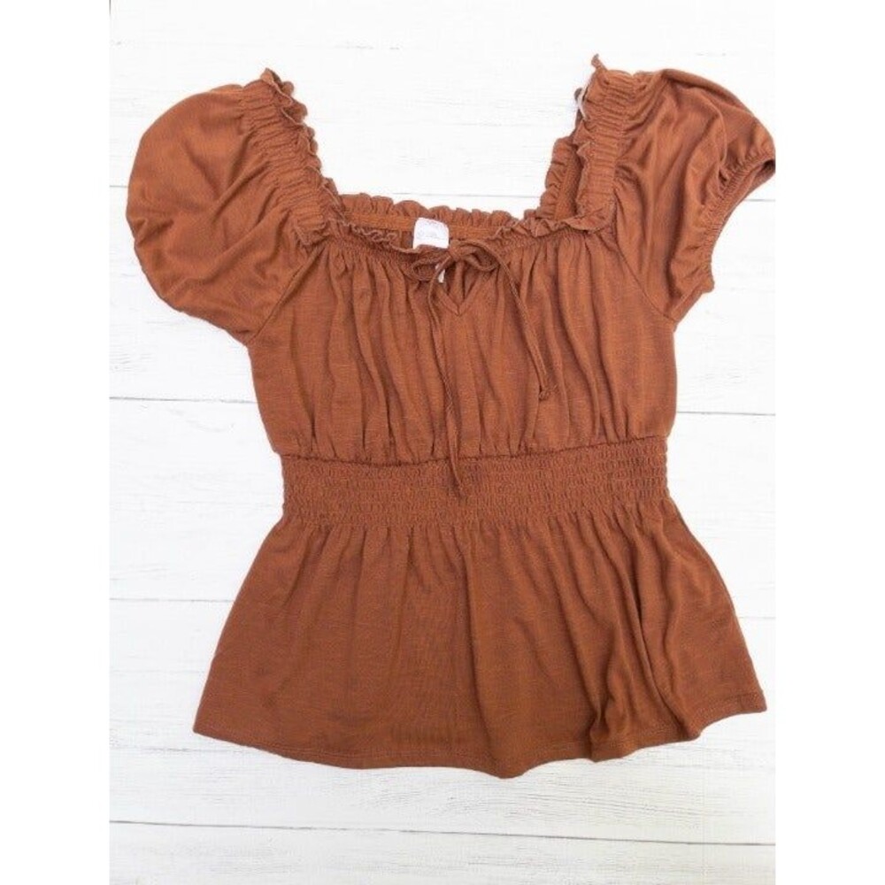 No Boundaries chocolate peasant top